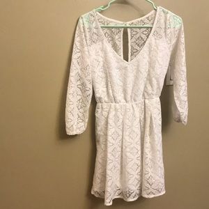 Hollister White Long Sleeve Lace Dress (S)